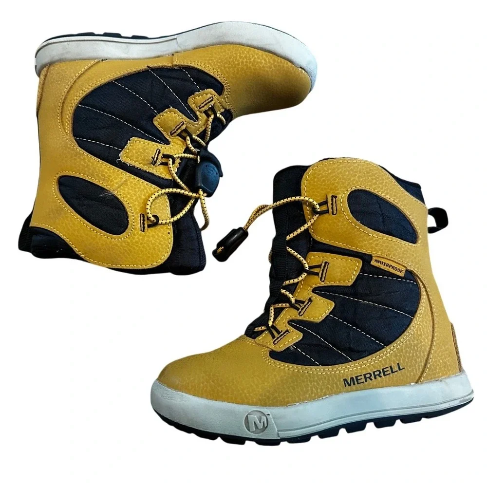 Merrell Snow Bank 4.0 Waterproof Boys Winter Boots Wheat Black MK267146 Kids 11M